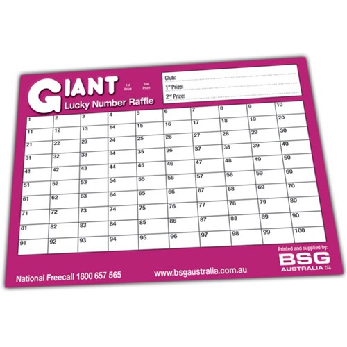 GIANT LUCKY NUMBER RAFFLE 1-100 SQUARES MONEY SQUARE